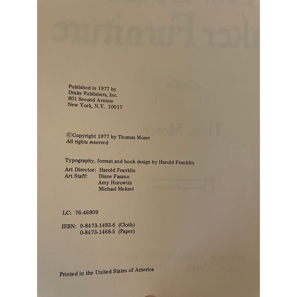 How to build shaker furniture by Thos. Moser. Hard Cover Dust Jacket 1977 - Picture 4 of 8